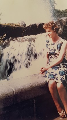 Margaret Forbes by waterfall