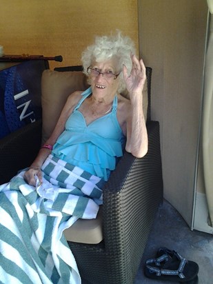 Palm springs for her 92, laying in the sun like a lizzard.