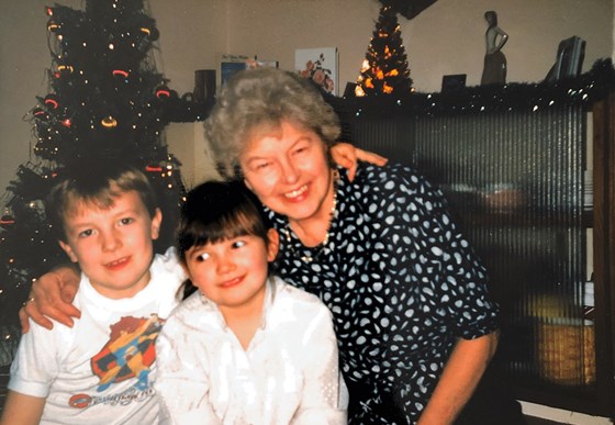 Mum with her grand kids - Paul and Caroline