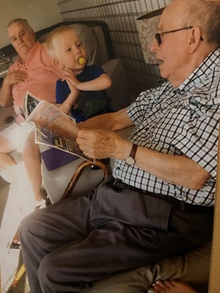 Telling Great Grandad Albert all about his book 