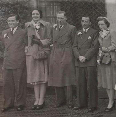 Grandad Middlemiss & Mop with Uncle Alb on Mum & Dad's Wedding Day. April 1953