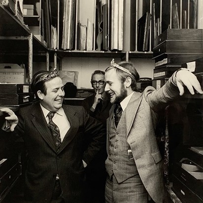 Albert in Christie’s strong room with Mike Lampon and Terry, circa 1978.