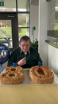 Straight into his birthday cake