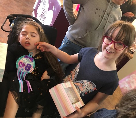 Megs 8th birthday party with lowri with ice cream cake 🧁 