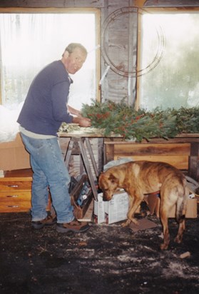 Dennis making wreaths with George there wasn't anything Dennis couldn't do Love Char