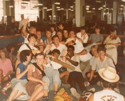 This is Paul with his "Bournmouth Fan Club" on our way home from Lloret 1985