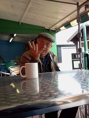 Dad at the Market cafe in basildon enjoying a cuppa