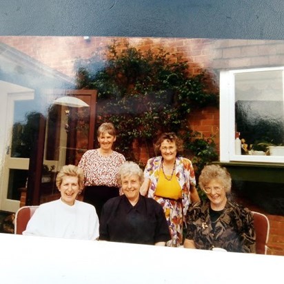 Betty Turner (my Mum), Marion and past colleagues taken April 1994 at home in Marlow.