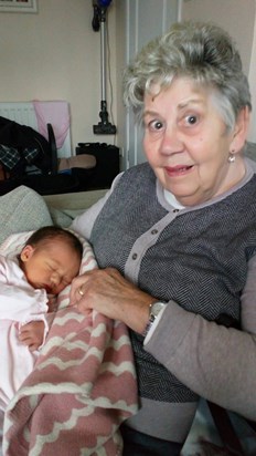 Great Granny Margaret 27.1.18 with baby Isabella 