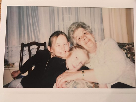 Granny Margaret with grandchildren Zoë and Lucy 