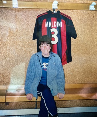 Maggie in Italy visiting her favourite football team