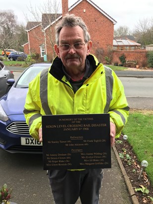 Tom Moss with the new plaque “ Thank You”