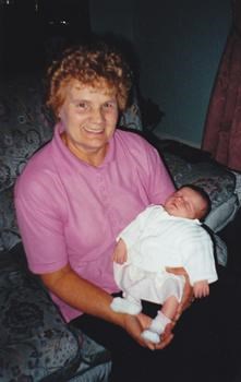 Barbara meeting her first grandchild Danielle for the first time!