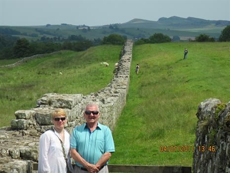 Me and dad on Hadrians wall at Birdoswald Roman Fort  04/07/2011