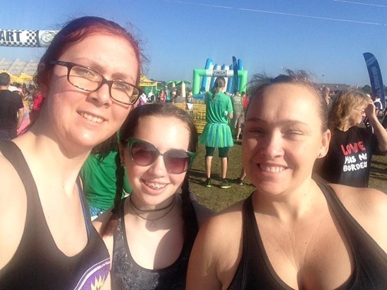 Hazel , Emily and Holly running