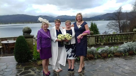 Auntie Ann in her favourite colour on this very special day in the Lakes!