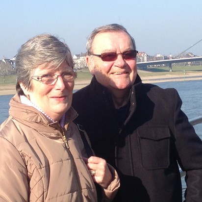 A lovely photo of Bob and Brenda on a very chilly day down on the Rhine in Duesseldorf