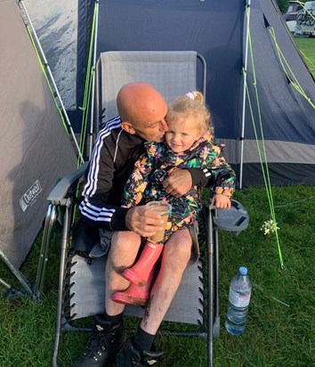 Dad with elaya camping 