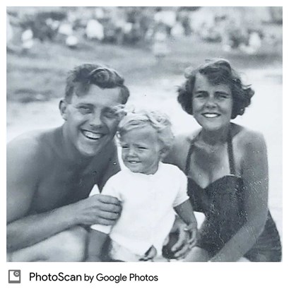 mum and dad and Linda beach