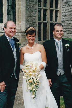 John and his brother Andrew and sister Lucy on her wedding day