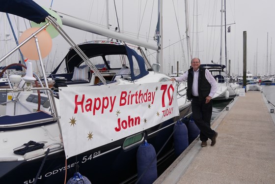 John's 70th, sailing on the Solent, April 2017