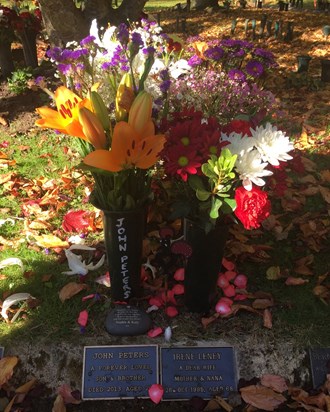 Flowers at John's grave