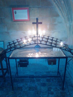 Candle lit by Mum Dad Liam & James remembering a beautiful Son and Brother in Tewkesbury Abbey xxxx