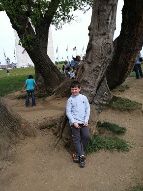 Hanging out by a tree in D.C.