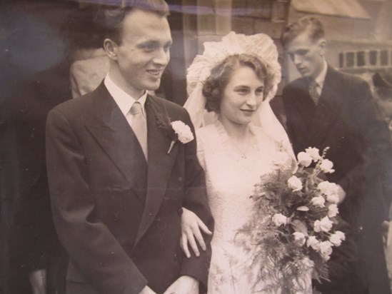 Wedding day. St Mary's Willenhall, 1952.