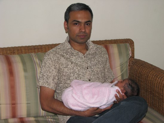 With newborn Aditi - 2009