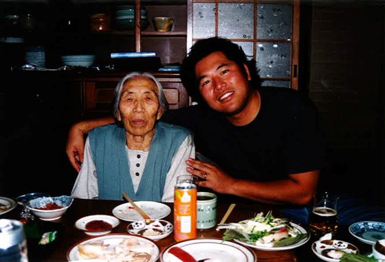 with his grandmother