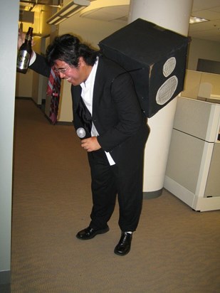 Akibo's drunk salary man Halloween costume