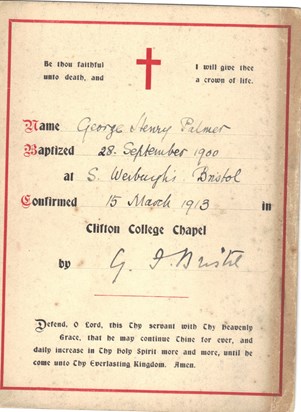 Baptism and Confirmation  record for George Henry Palmer