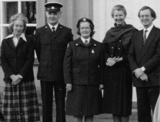 The President (centre) and her Red Cross colleagues
