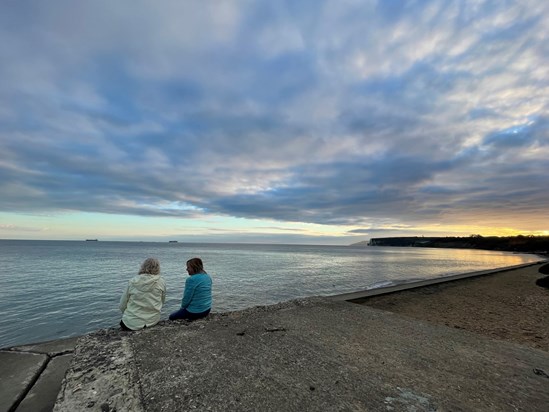 Alina enjoying the view in Bembridge, Isle of Wight, with her beloved sister Danka. October 2021