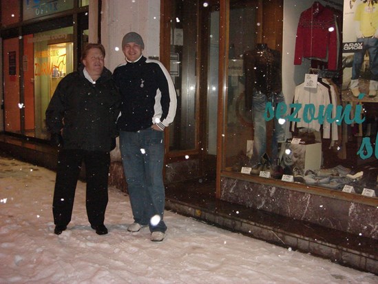 Night out in Olomouc - it wasn’t snowing when we went in to the pub but it made a walk home a laugh
