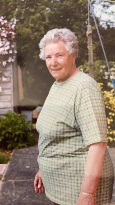 Alice, in  her  garden  at  The  Orchard. Felsham.