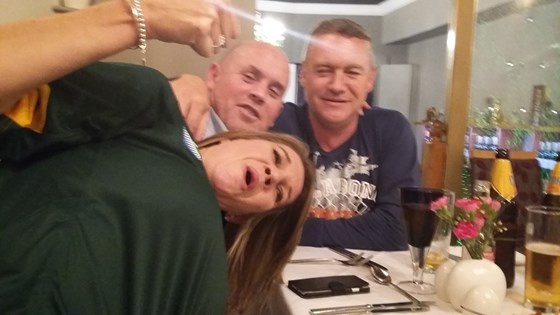 RWC 2015 Newcastle, Indian meal in Ryton, Ian gave you a piggyback home to his as your feet were so sore 😂 you never failed to make us all giggle 💕