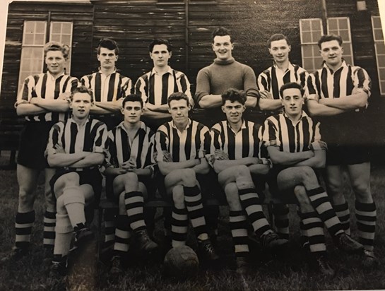 Derek 4th from the left with his RAF football team