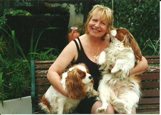 Mum and two of her fur babies, Becky and Melody. She loved all her beautiful doggies.