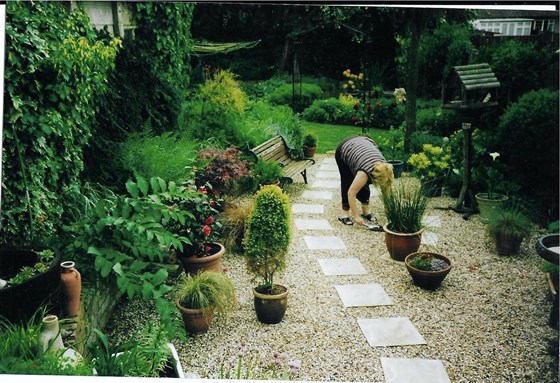Andrea busy in the garden