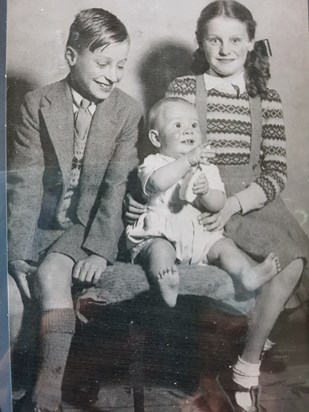 Paul with his sister Pat and baby brother Stuart 