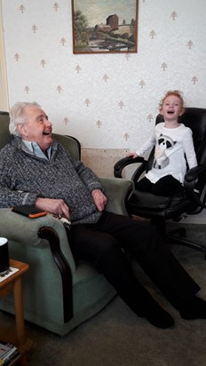 Sharing a tune with Great Granddaughter Olivia