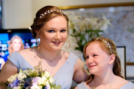 Jessica and her sister as bridesmaids 