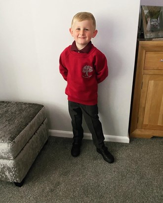 Dad you would be so proud Of Leo on his first day of school miss you xxx