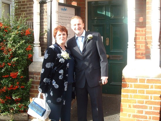 With son Martin at his wedding December 2004.