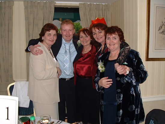 Jen with son Martin and her 3 sisters at Martin's wedding reception December 2004.