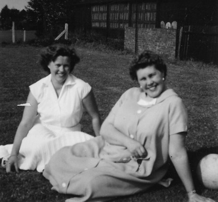1956 - the waiting game, with friend Pam