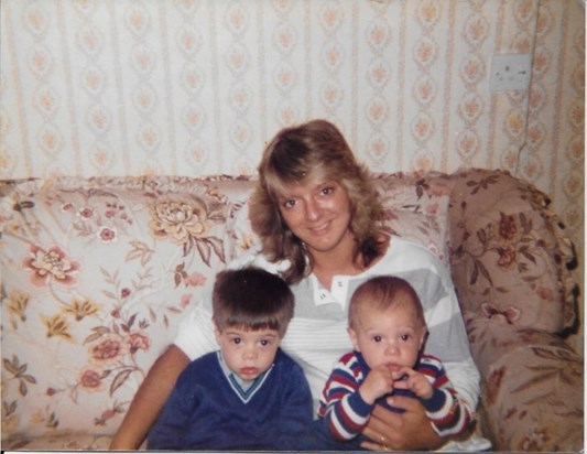 Jane with my 2 sons when she came to stay. 1985