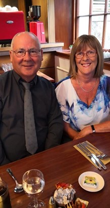 Dad with mum, they always enjoyed going for a meal.